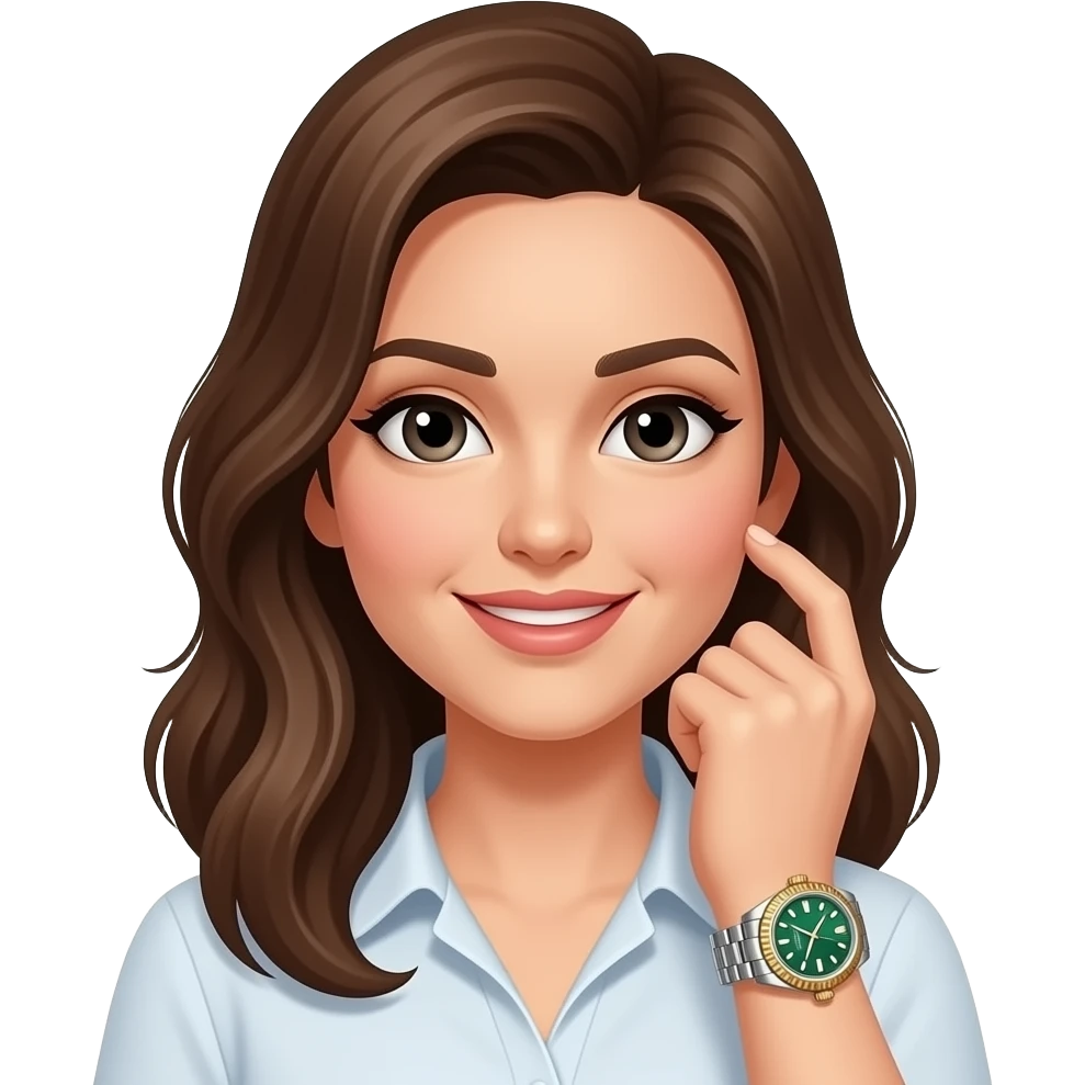 femme avec rolex avec cadran vert et blacelet mi argent mi or emoji