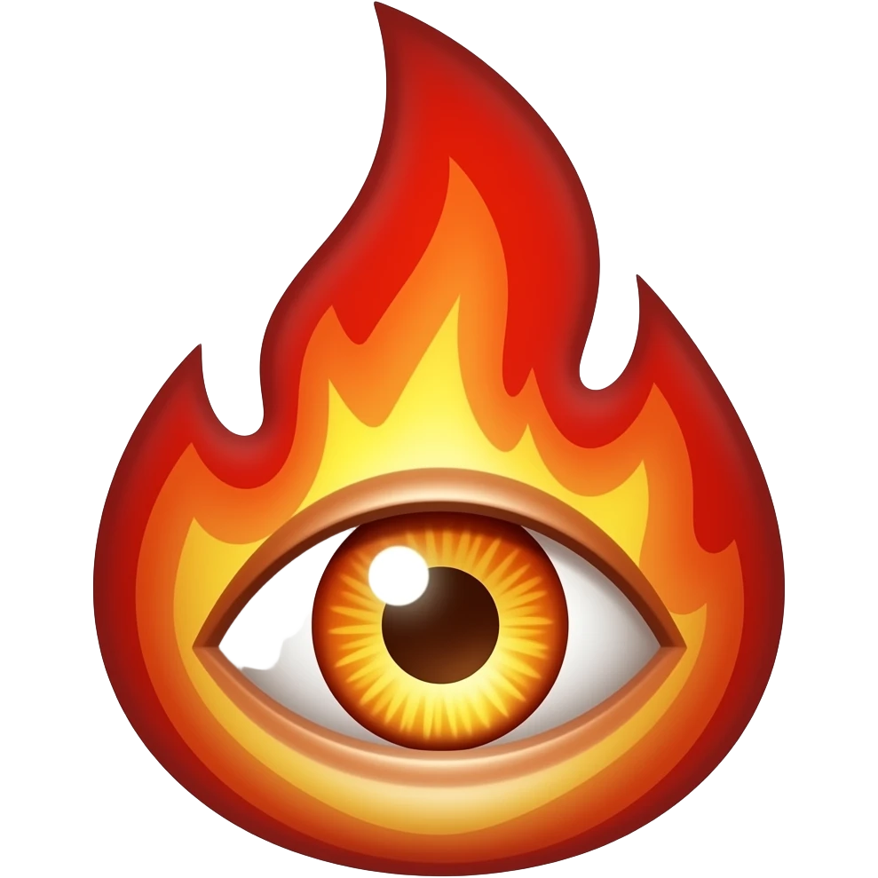 red flame like a with thing with an eye on the flame like a rune emoji