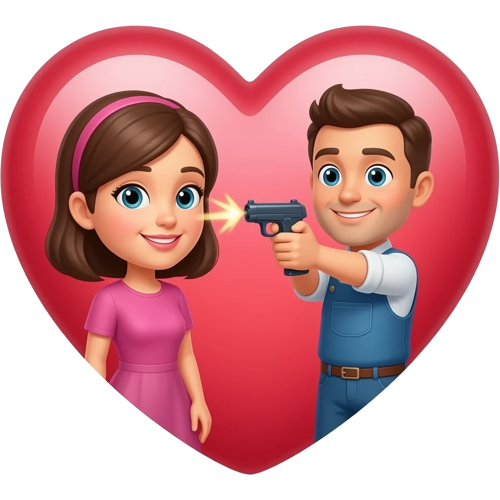 Shooting man vs women in heart emoji