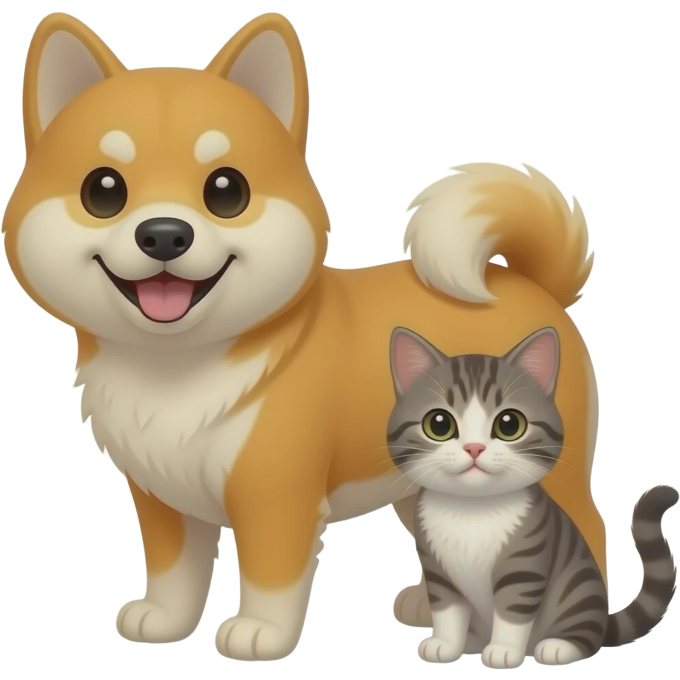 Такса и котенок emoji