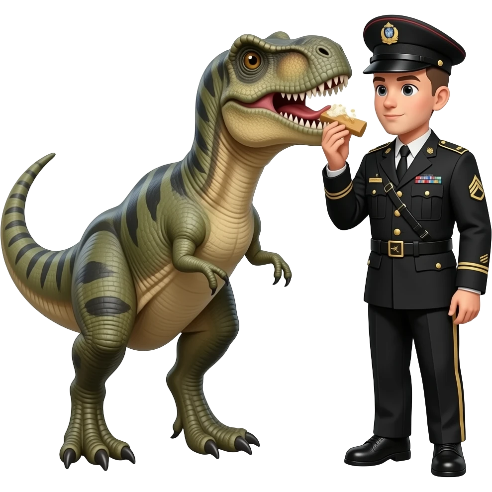 dinosaur eating black uniform soldger emoji