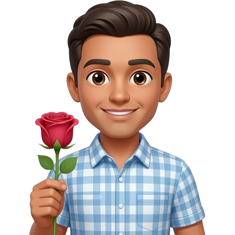 Light skin man with rose emoji