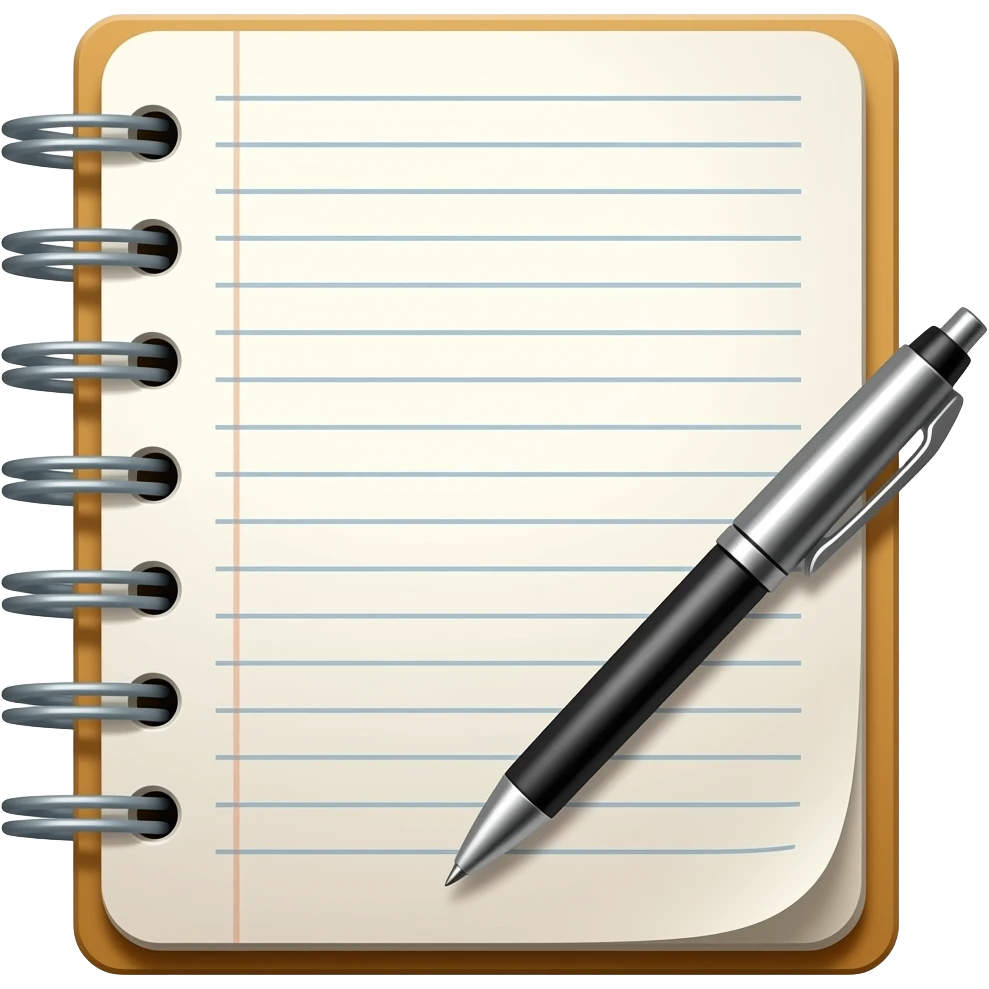 bloc note avec stylo emoji