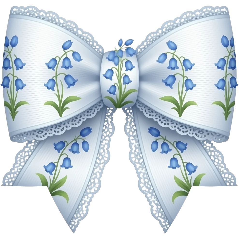 light yellow  ombre blue pastel with bluebell rococo style pattern on bow lace coquette bow emoji