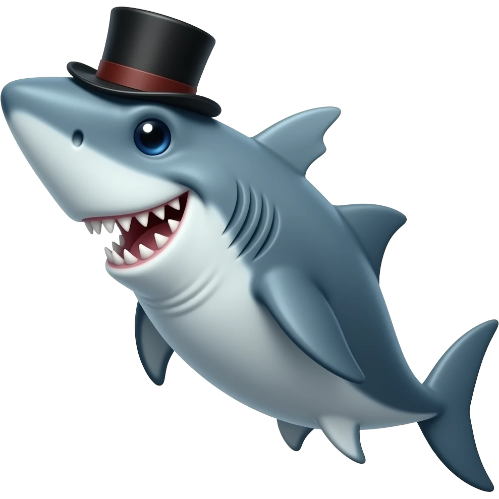 Shark with a top hat emoji