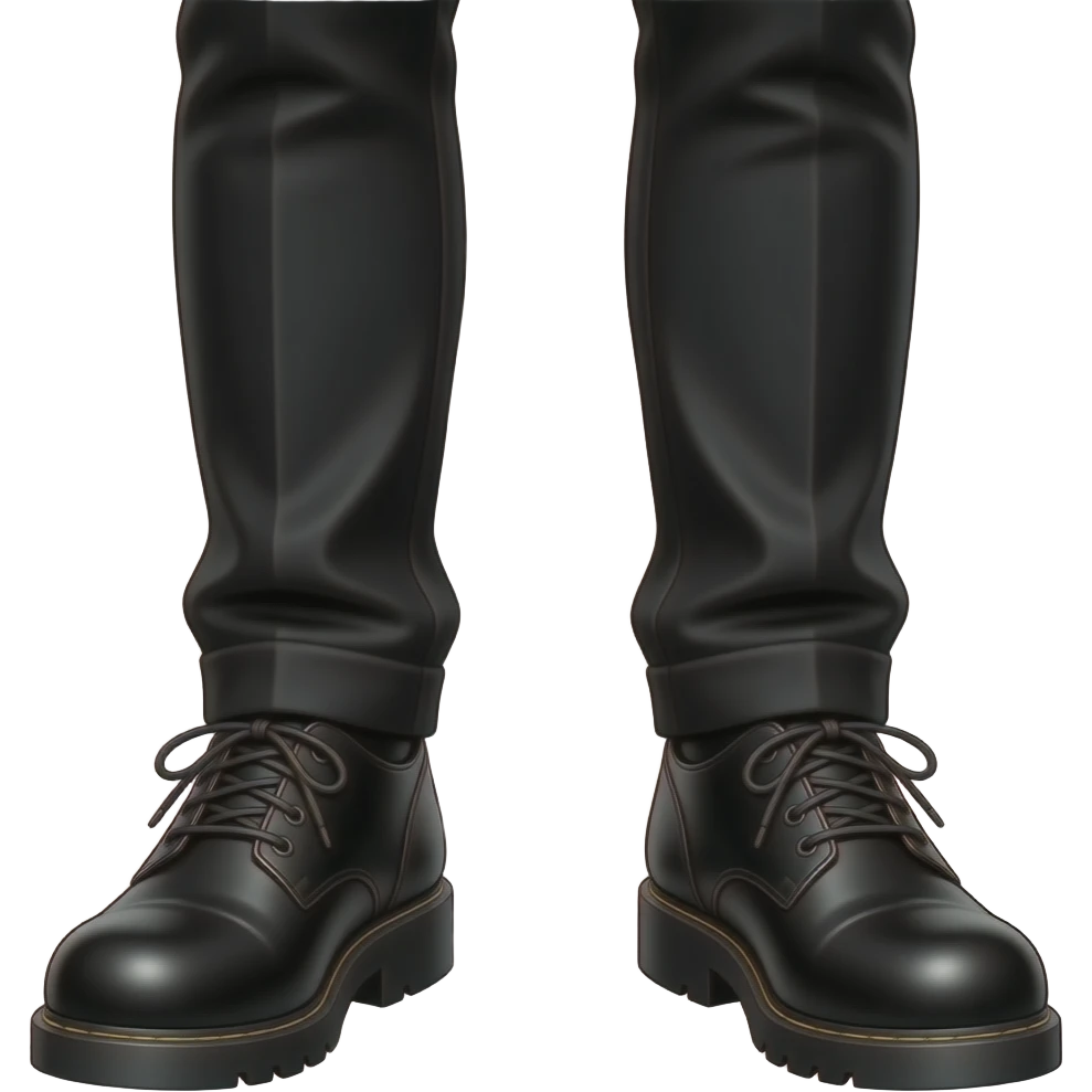 young man with black pants and black, gothic-style shoes emoji