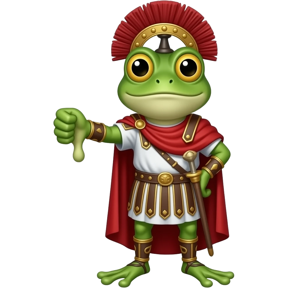 Roman emperor frog giving thumbs down emoji