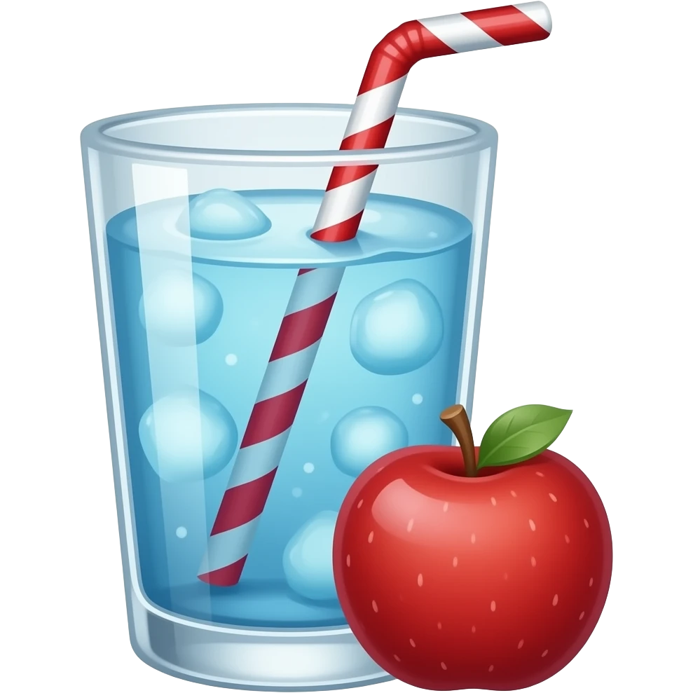 cute apple soda drink, sky blue soda with red apple syrup, clear cup, 3d emoji style, no text emoji