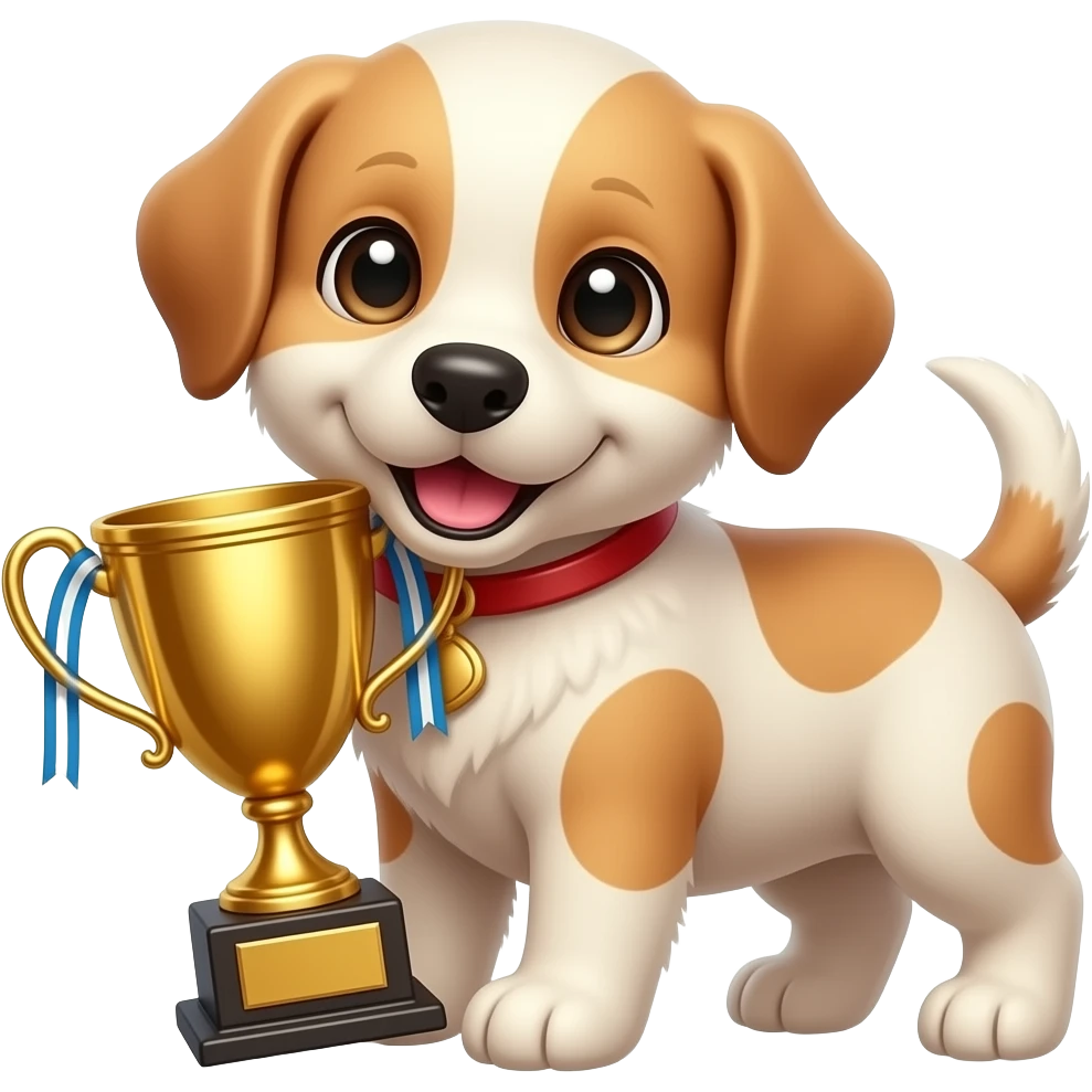 create an emoji of a small puppy with a trophy emoji