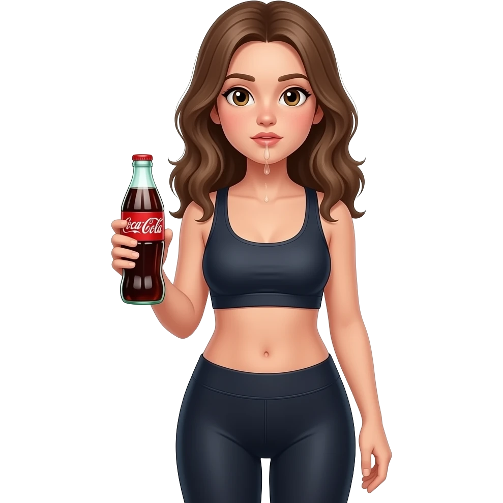 Femme 18 ans legging  belly stuffing faire pipi coca-Cola emoji