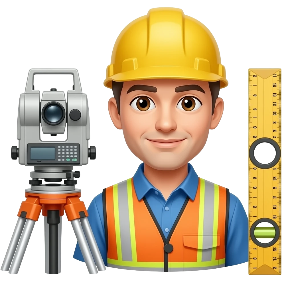 Land surveyor with theodolite and measuring equipment emoji