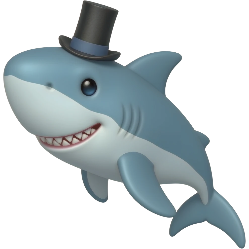 Shark with a top hat emoji