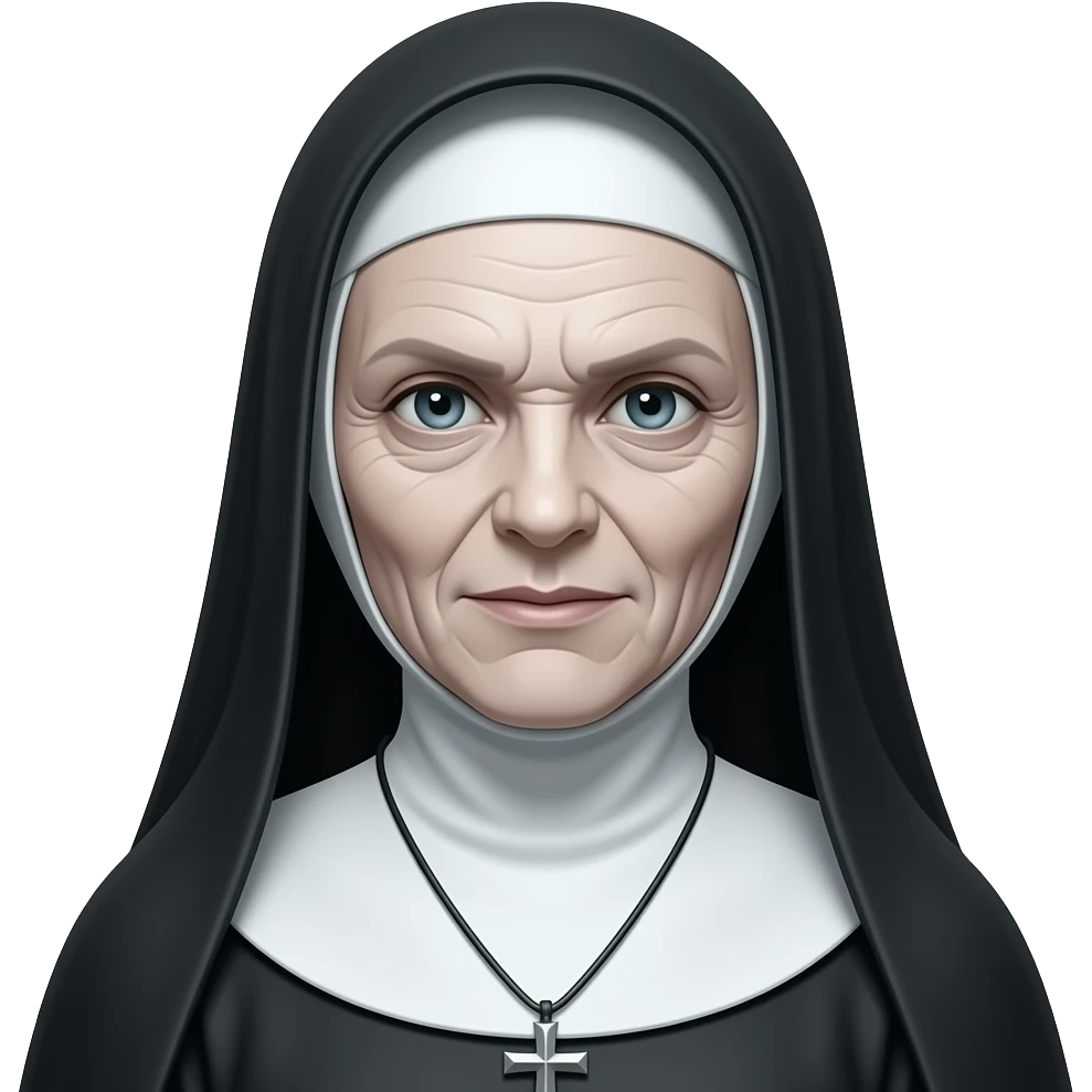 Valak, Evil nun, thing face, evil face, demonic face, white wrinkled skin emoji