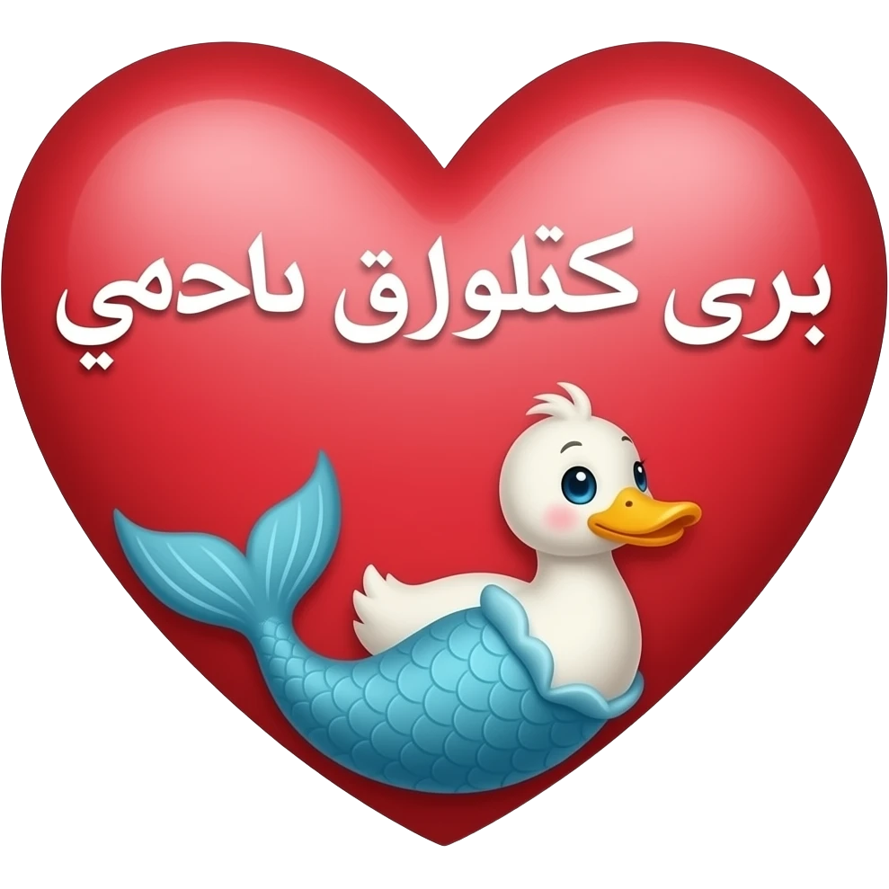 این قلبش باشه ولی ب جای اردک داخلش پری دریای کوچولو بزار فلب رو قرمز کن و داخلشم ی کناری بنویس پری کوشولوی خودمی🫠 قلب رو قرمزش کن emoji