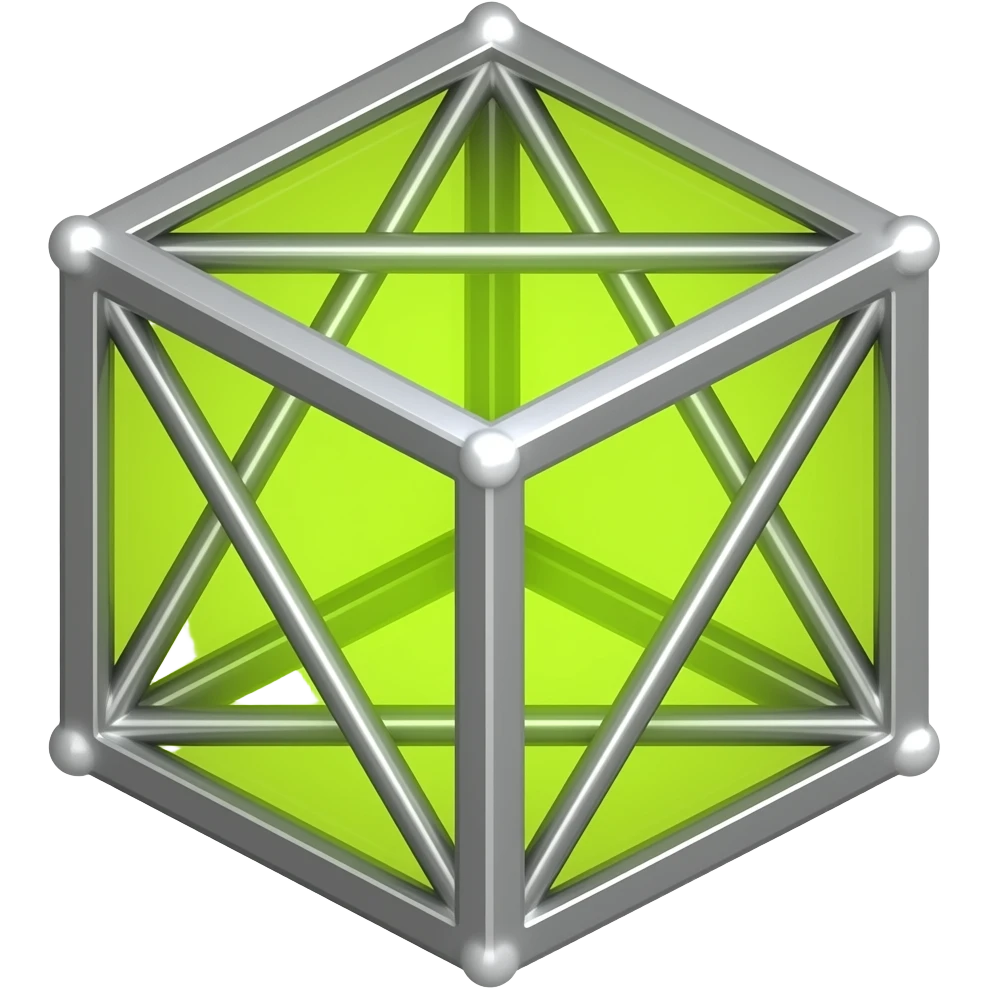 Metatron's cube. silver chrome, Neon yellow, emoji
