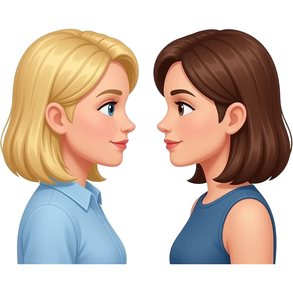 Testa testa tra donne  una bionda e una castana emoji