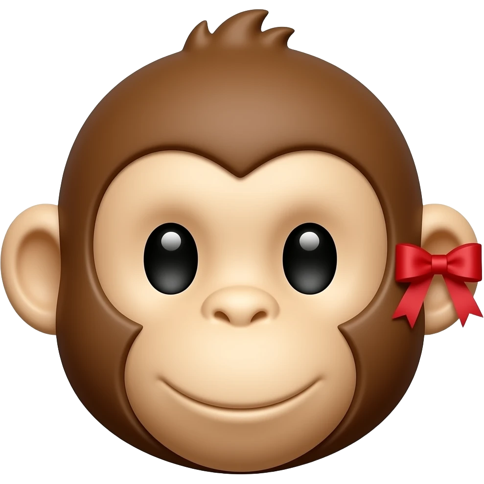 원숭이 얼굴에 오른쪽 귀쪽에 리본달림 emoji