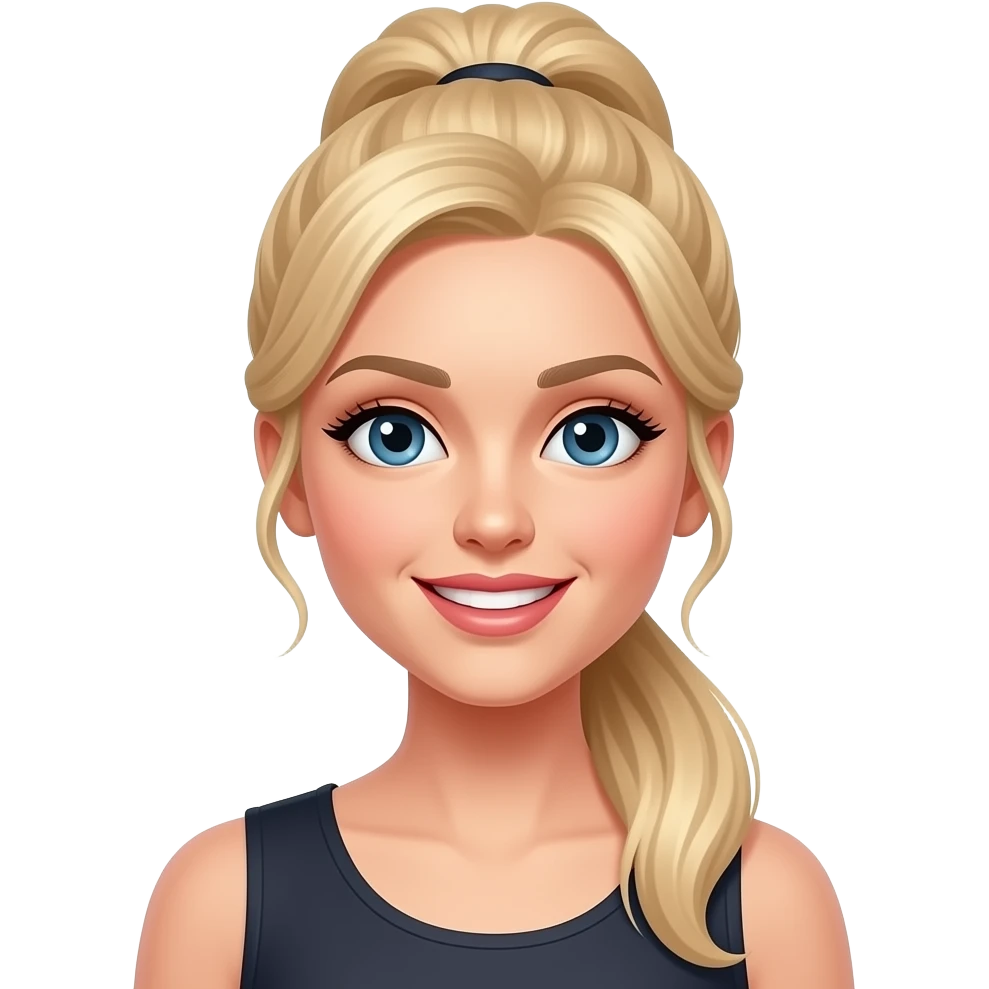 fancy blonde woman with ponytail portrait front emoji