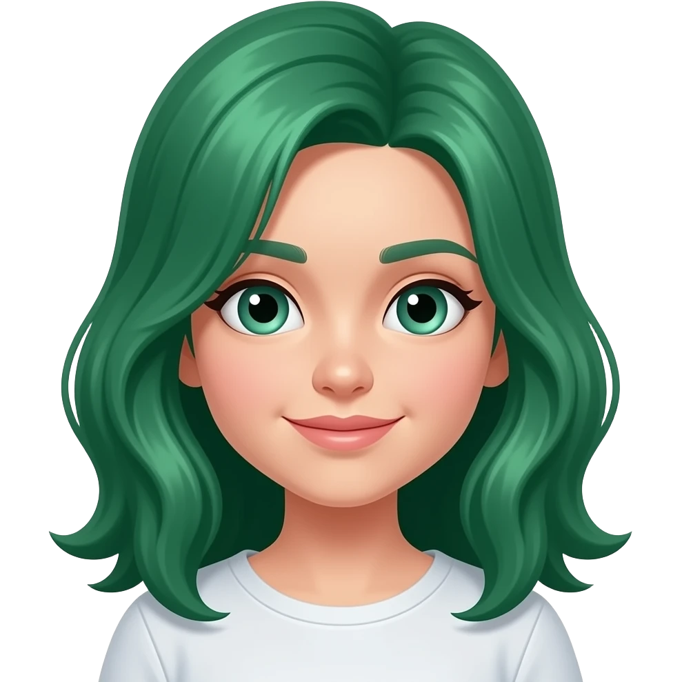 Девочка волосы изумрудный emoji