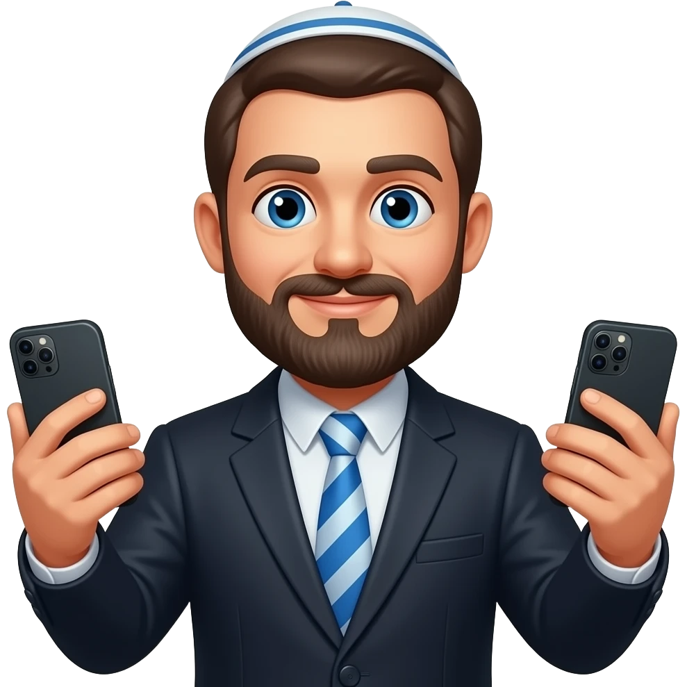 Jewish man with phones and Jewish hat emoji