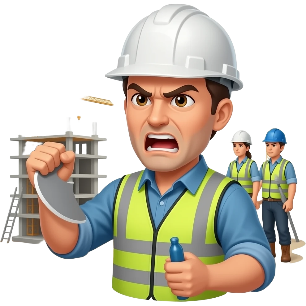 3. Angry Site Foreman    Construction foreman raging about lateness. emoji