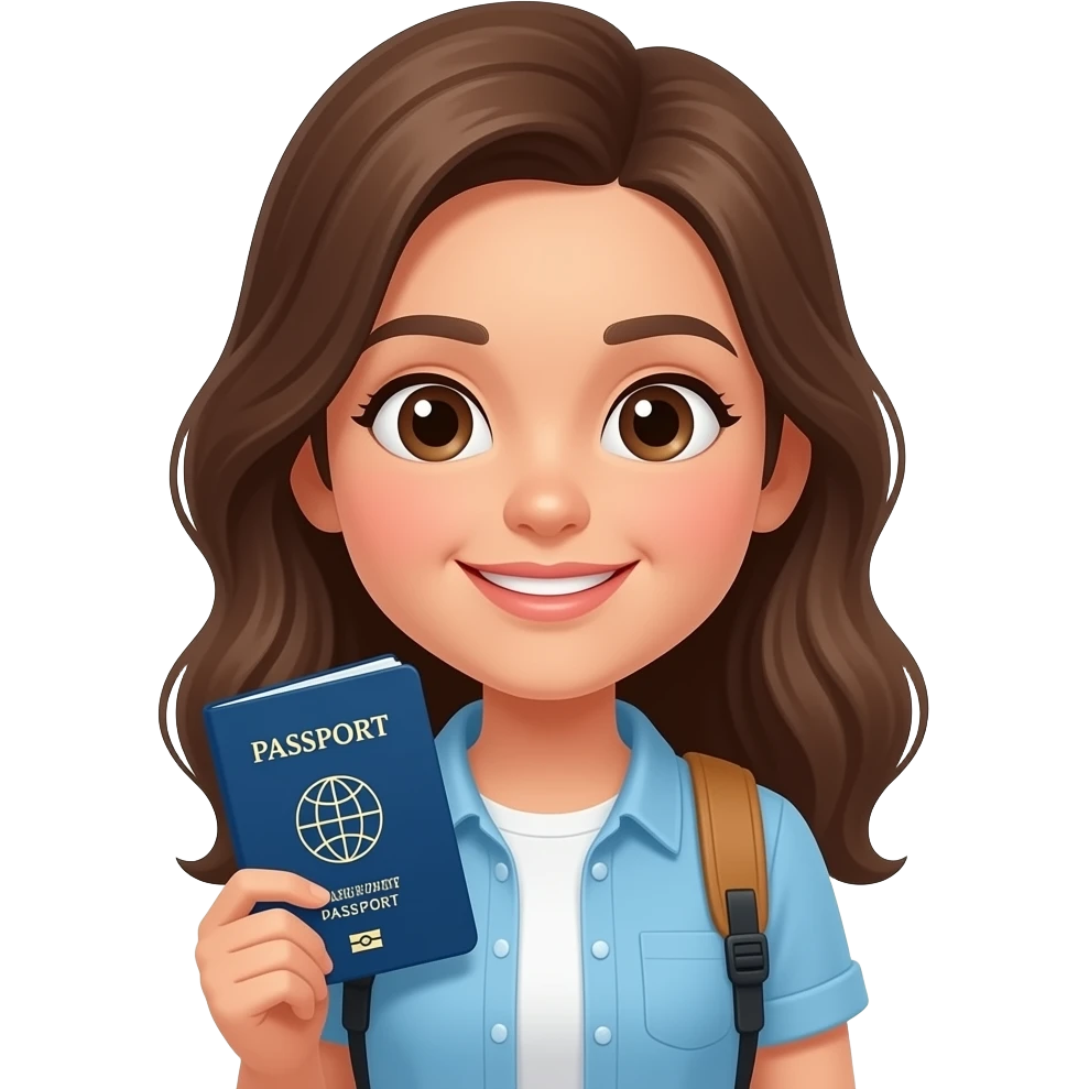 Девушка путешественница с паспортом emoji
