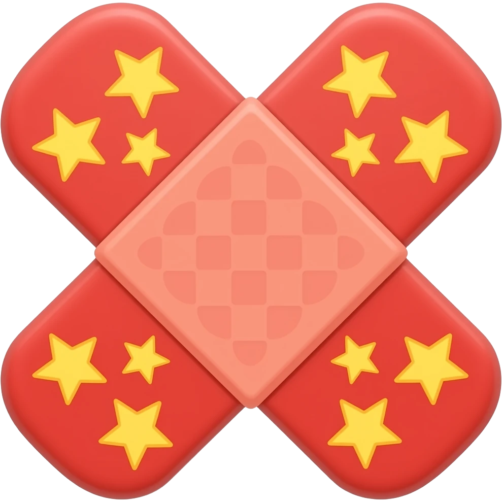 red band aid with yellow stars on it emoji
