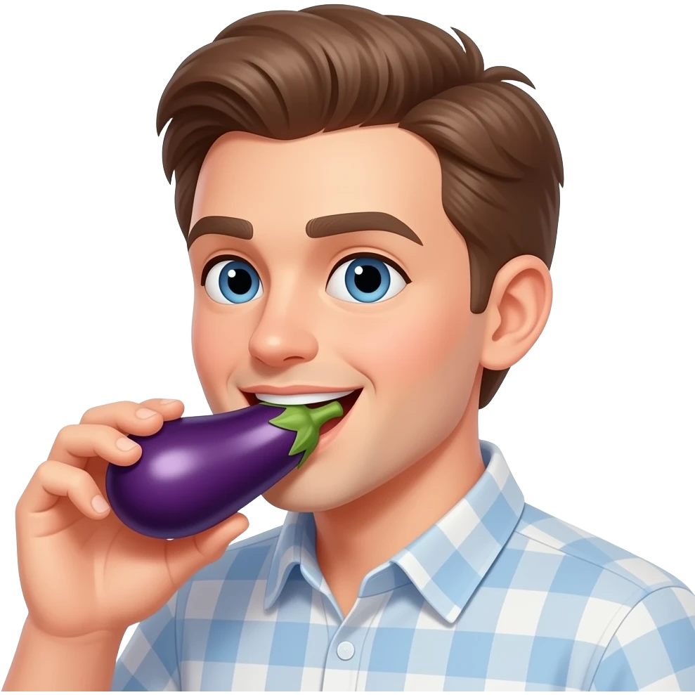 Emoji licking eggplant emoji