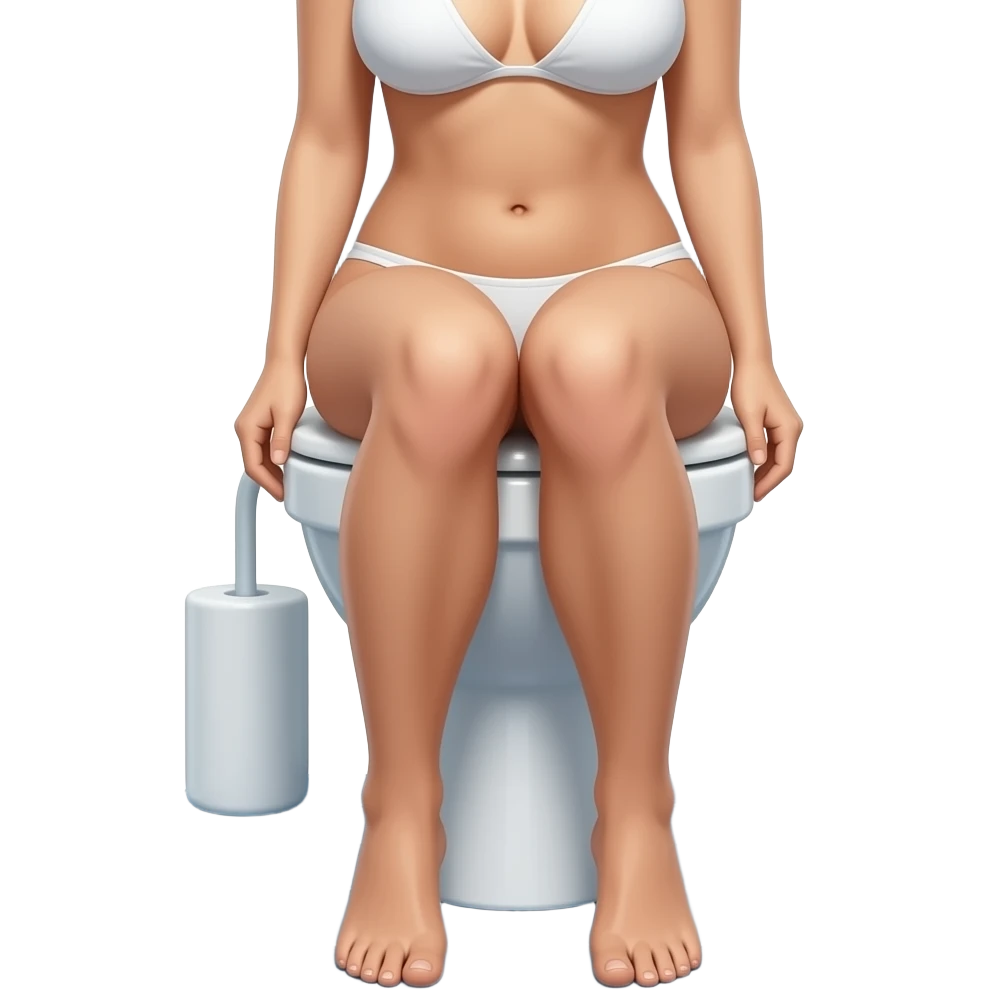 Woman nude on toilet bottom view emoji