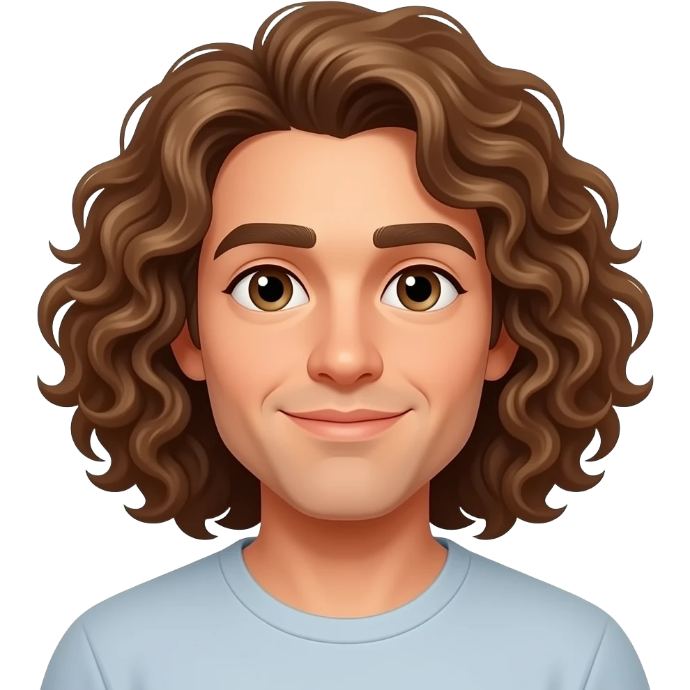 Homme cheveux longs bouclés embrasser emoji
