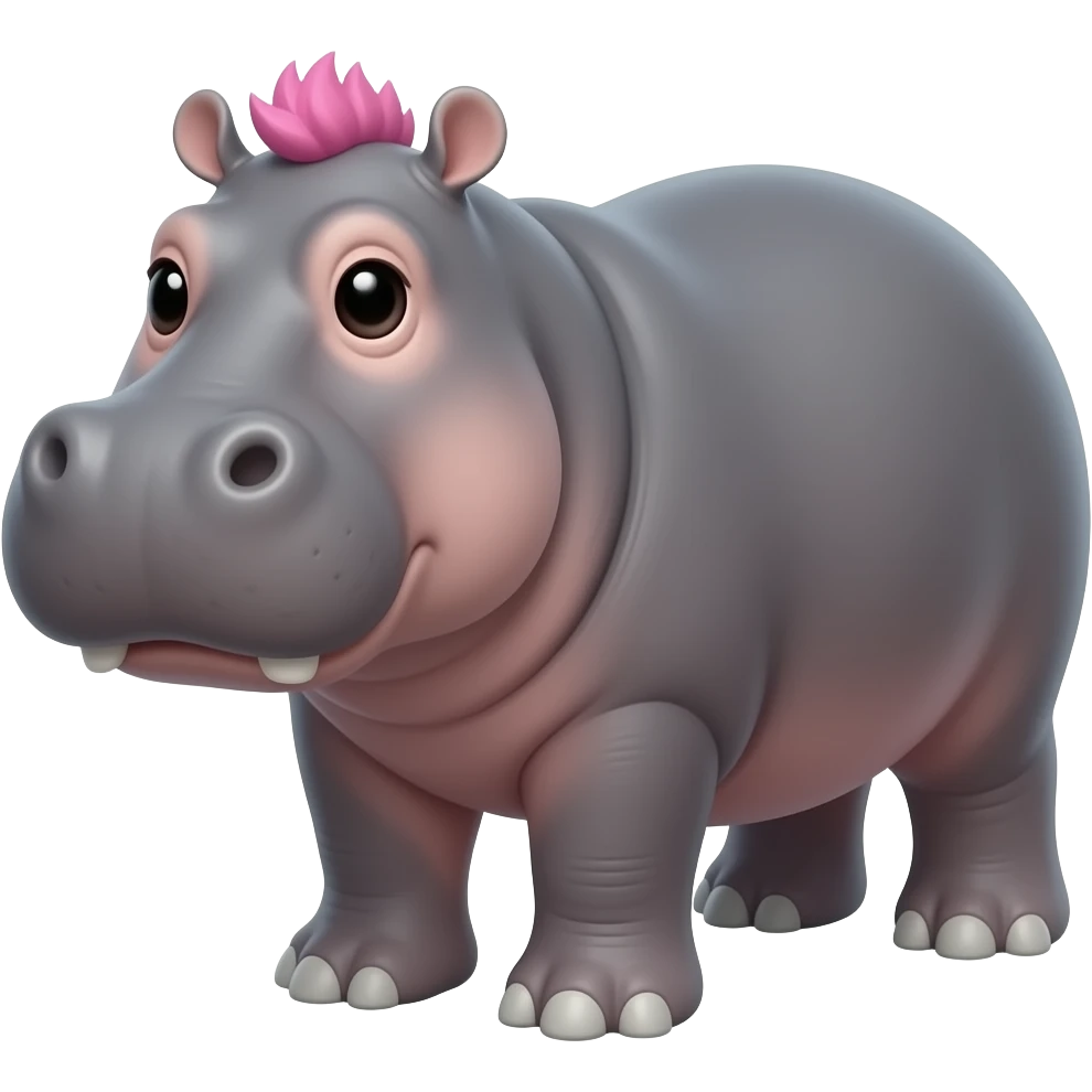 hippo with pink hair face emoji
