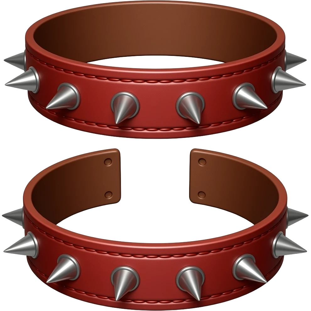 2 breite Rote Lederarmbänder mit Stacheln emoji
