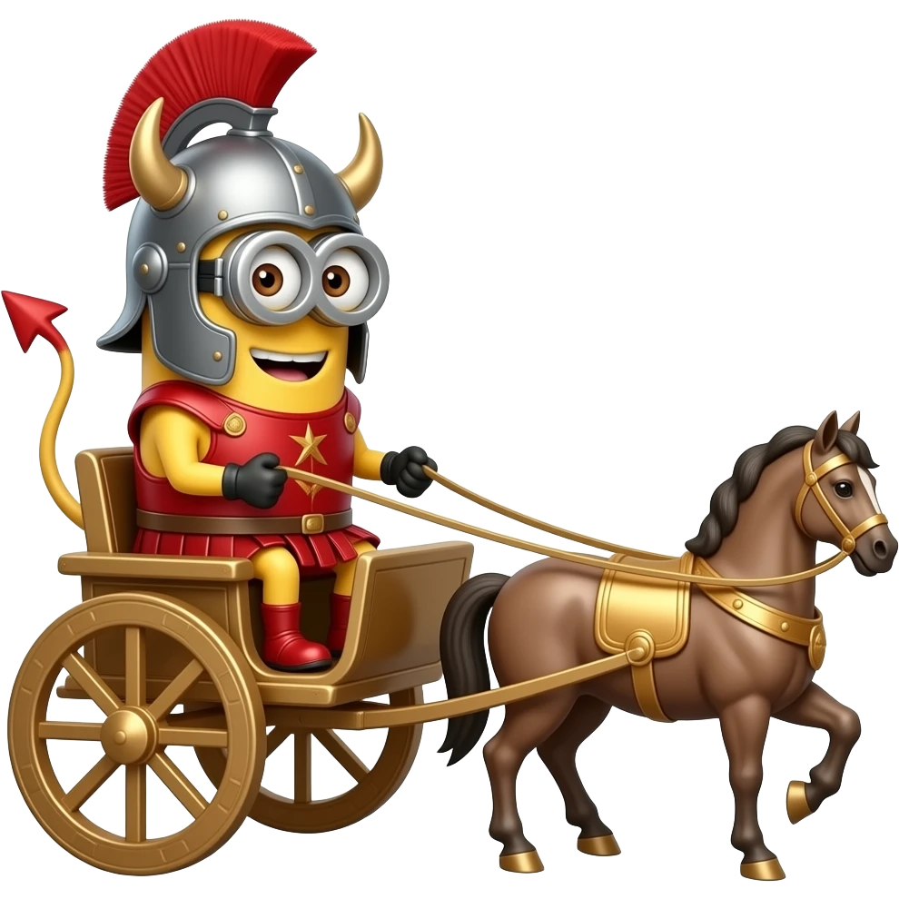 minion devil in roman armor on a roman chariot emoji