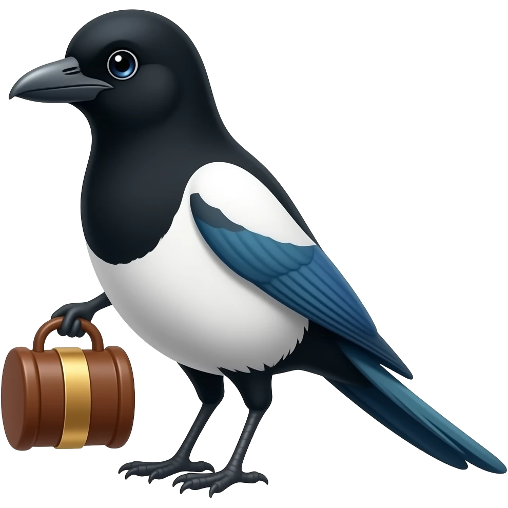 Magpie being a lawyer emoji