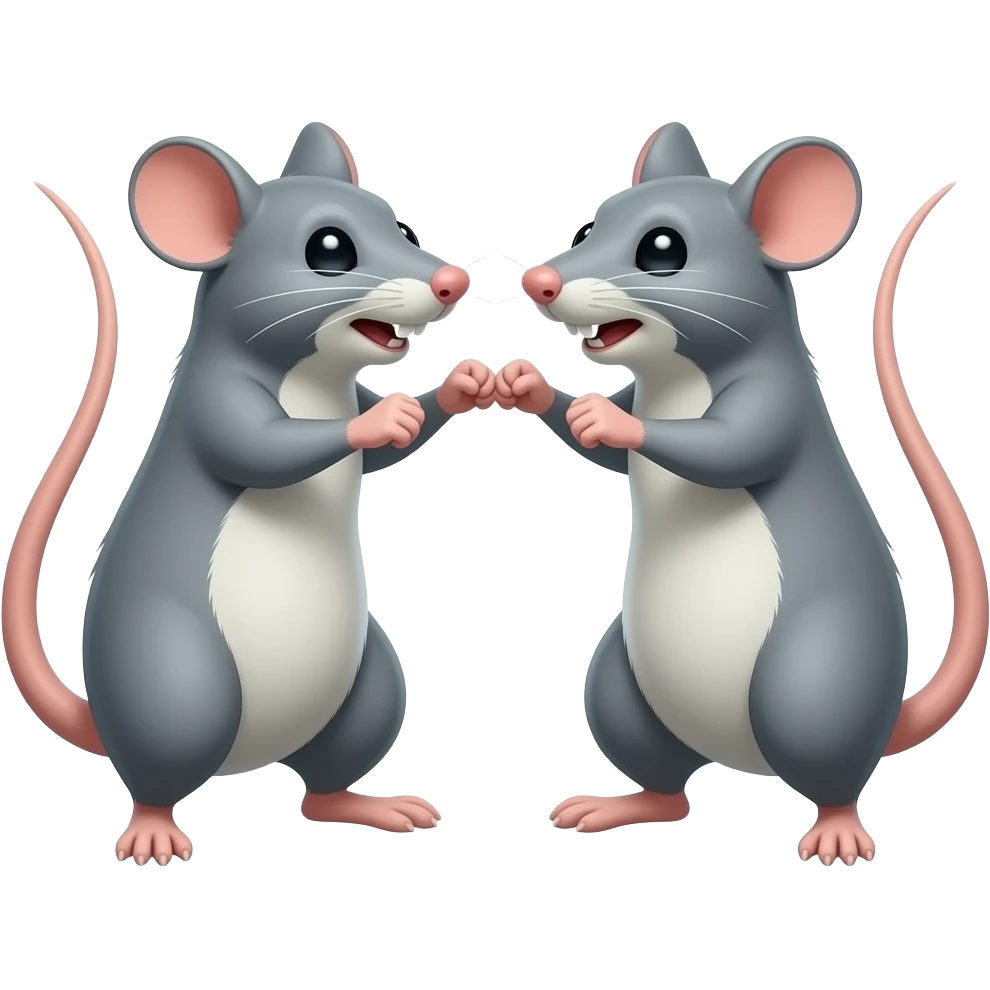 two gray rats fighting emoji