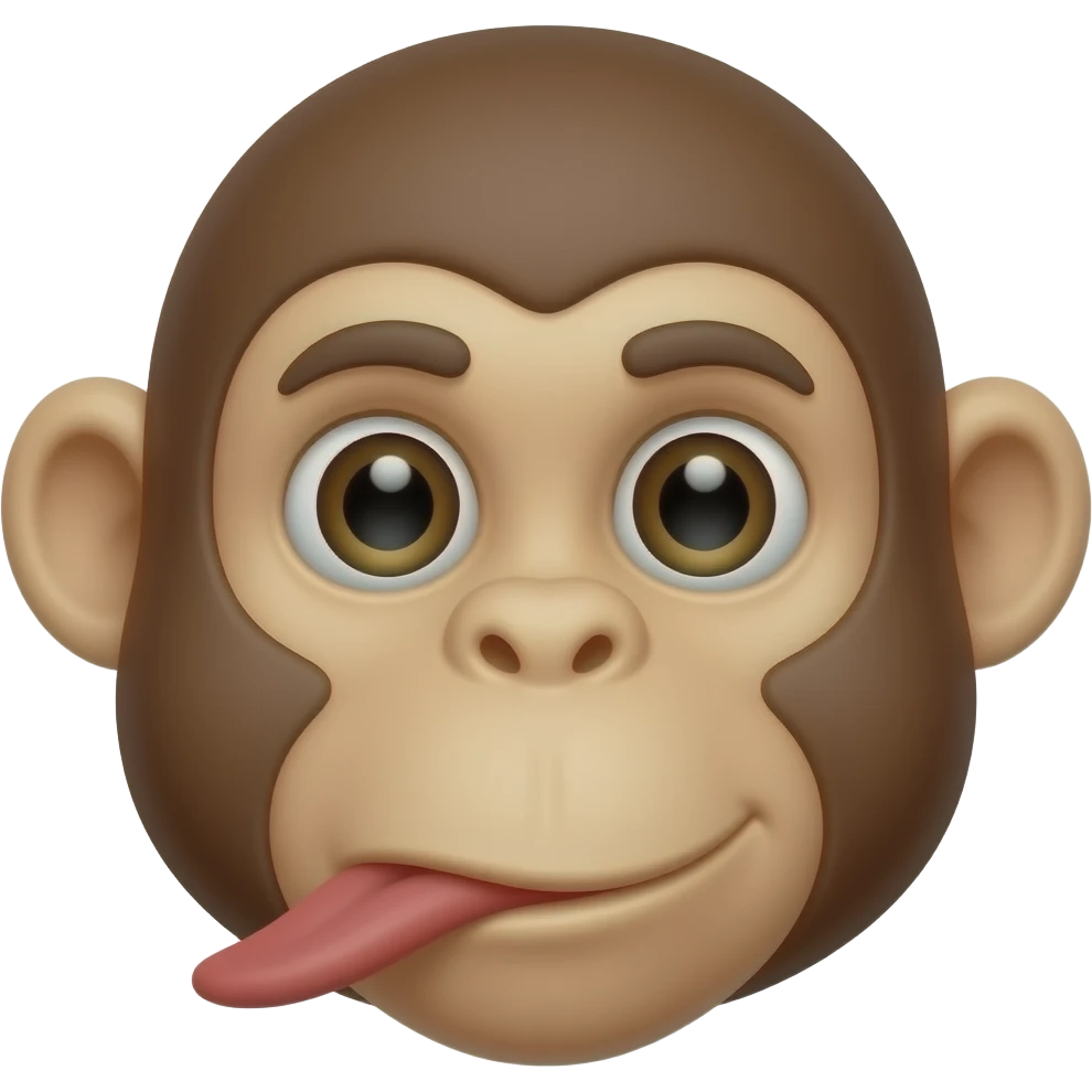 The monkey's lips protruded forward, creating a very long "proboscis." Eyes wide open, eyebrows raised. emoji
