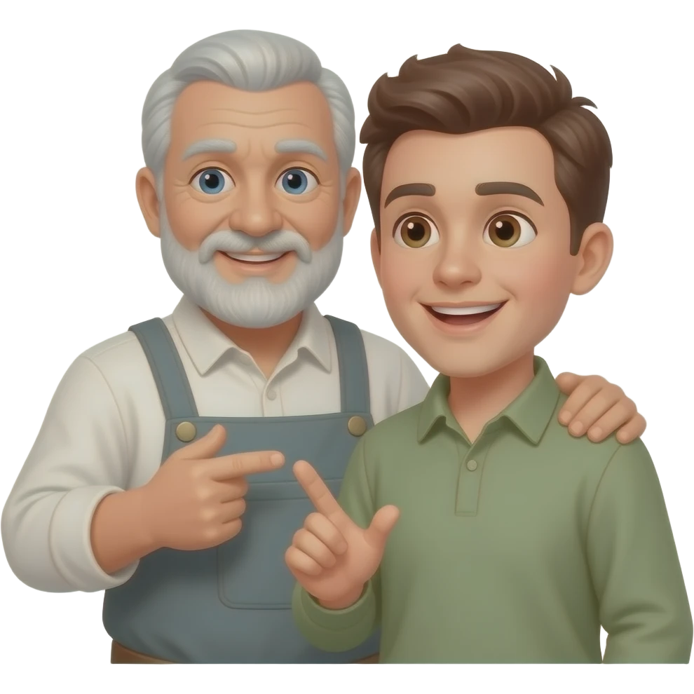 Um pai de um filho de 50 anos dizendo - Fala Neutro, Gabriel! emoji