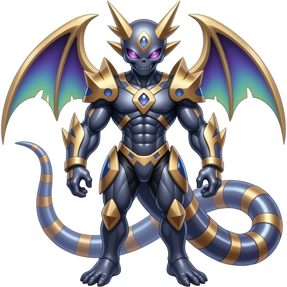 Shiny Badass Spectral Dusky Spooky Skull-faced Cool Hot Stylish Handsome Alien-Salandit-Darkrai-Genesect-Fakémon-fusion (full body) emoji