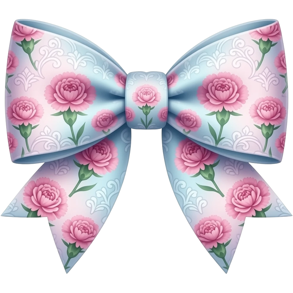 pink pastel ombre pastel blue with carnation rococo style pattern on bow lace coquette bow emoji