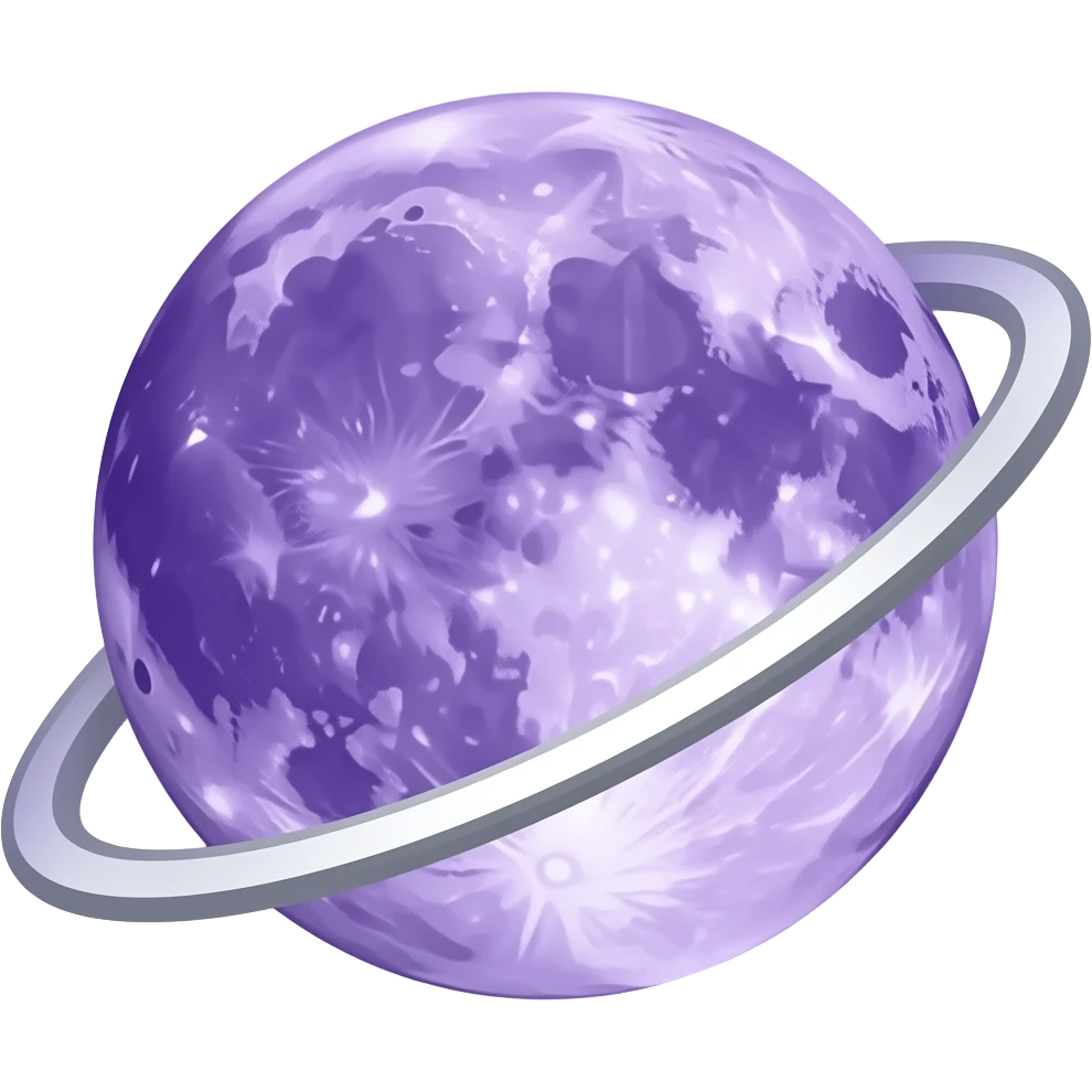 "Violet shimmering moon with silver rounds, pulsating energy types and mystical aura." emoji