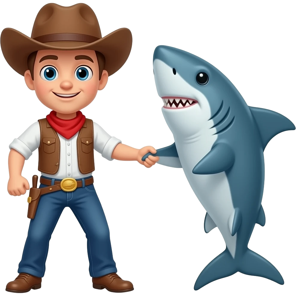 Show a cowboy and a shark dancing emoji