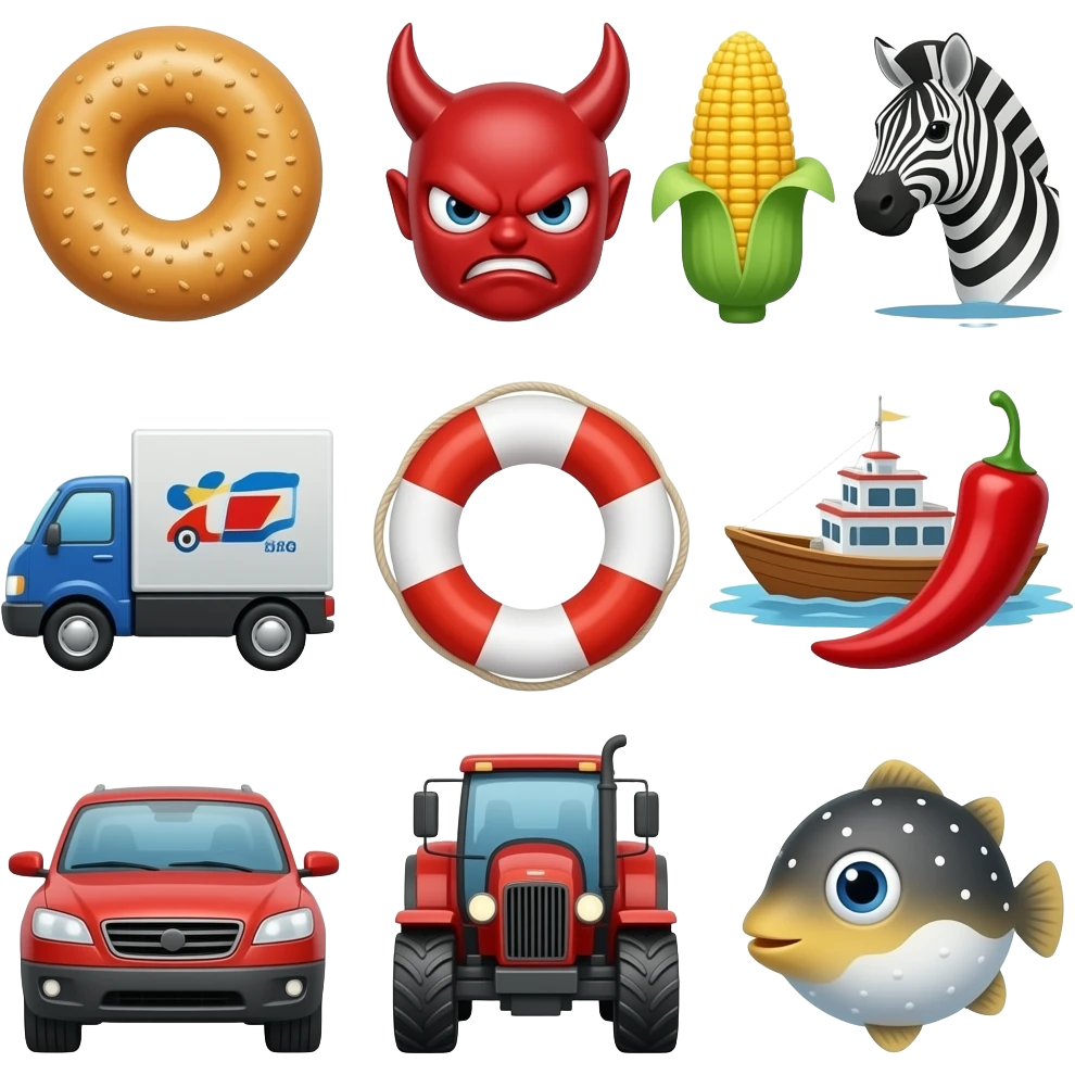 🚌🥯👿🛺🌽🦓🚛🚚🤬🛟🛥️🌶️🚙🚜🐡 emoji