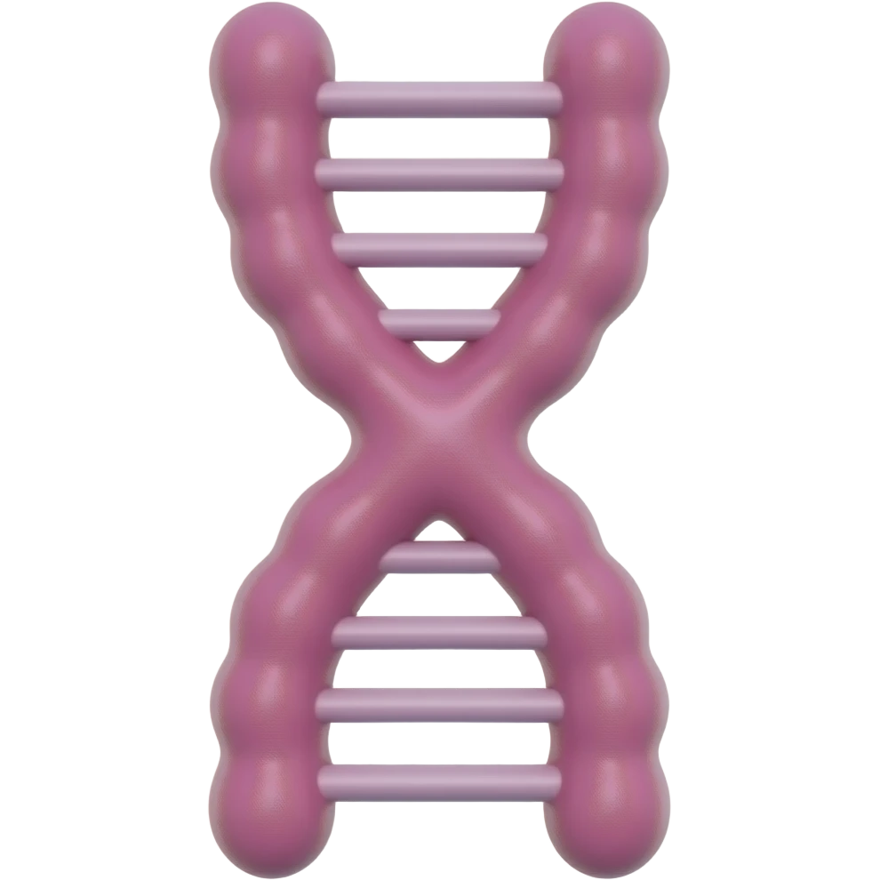 pink chromosome on white background without connections as lines between arms just two arms of chromosome emoji