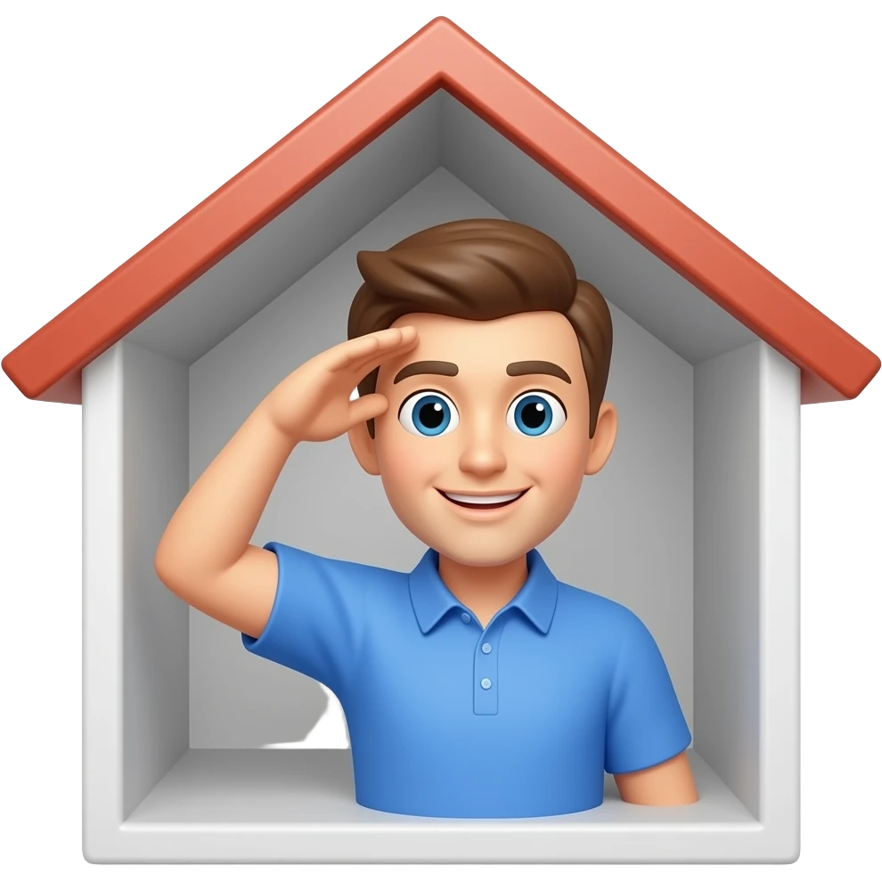 saluting hand inside a home emoji