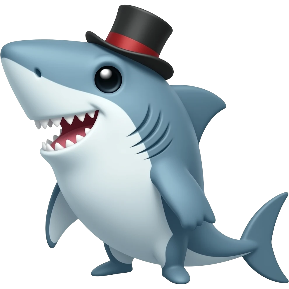 Shark with a top hat emoji