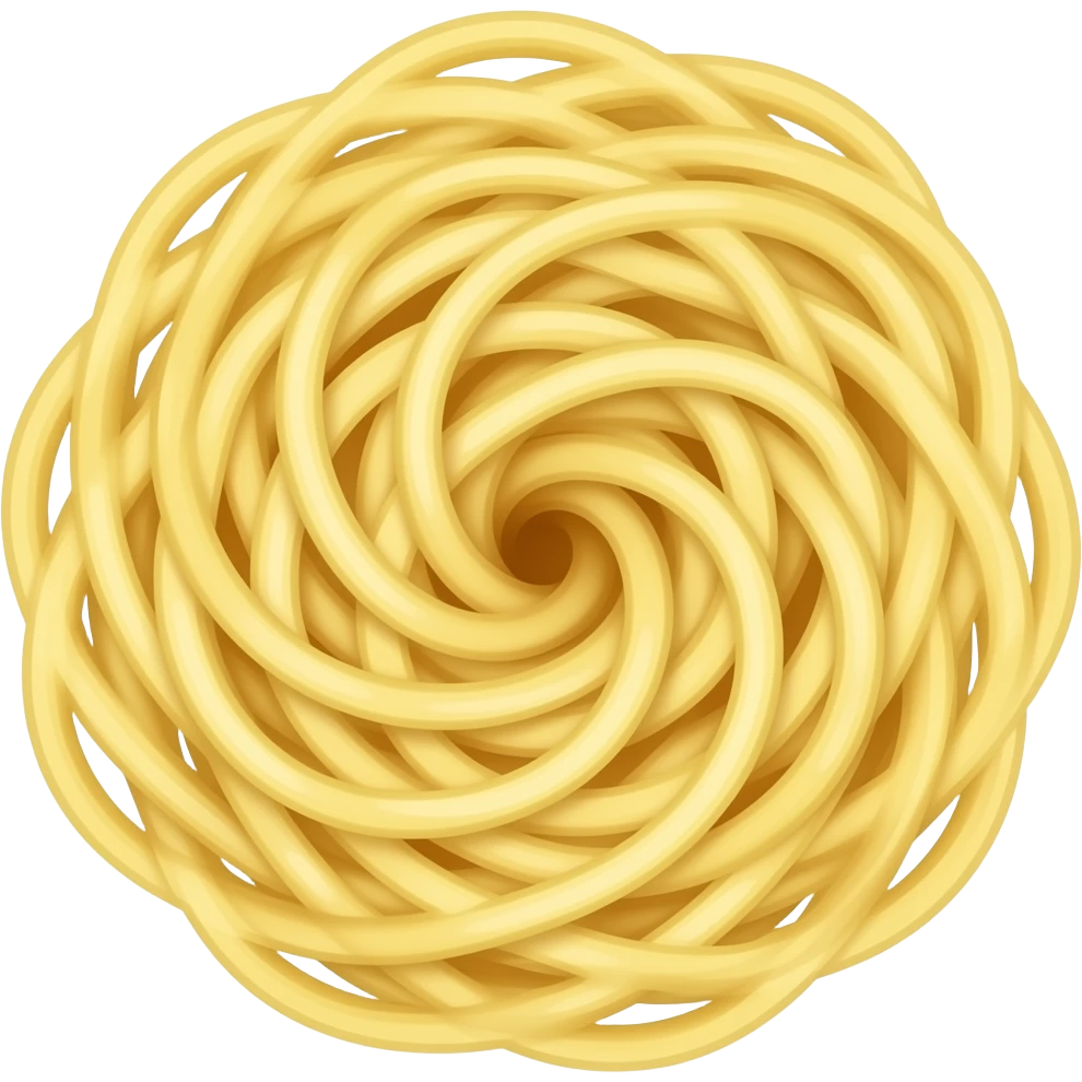 포장지,그릇,국물 없이 꼬불꼬불한 라면사리만 emoji