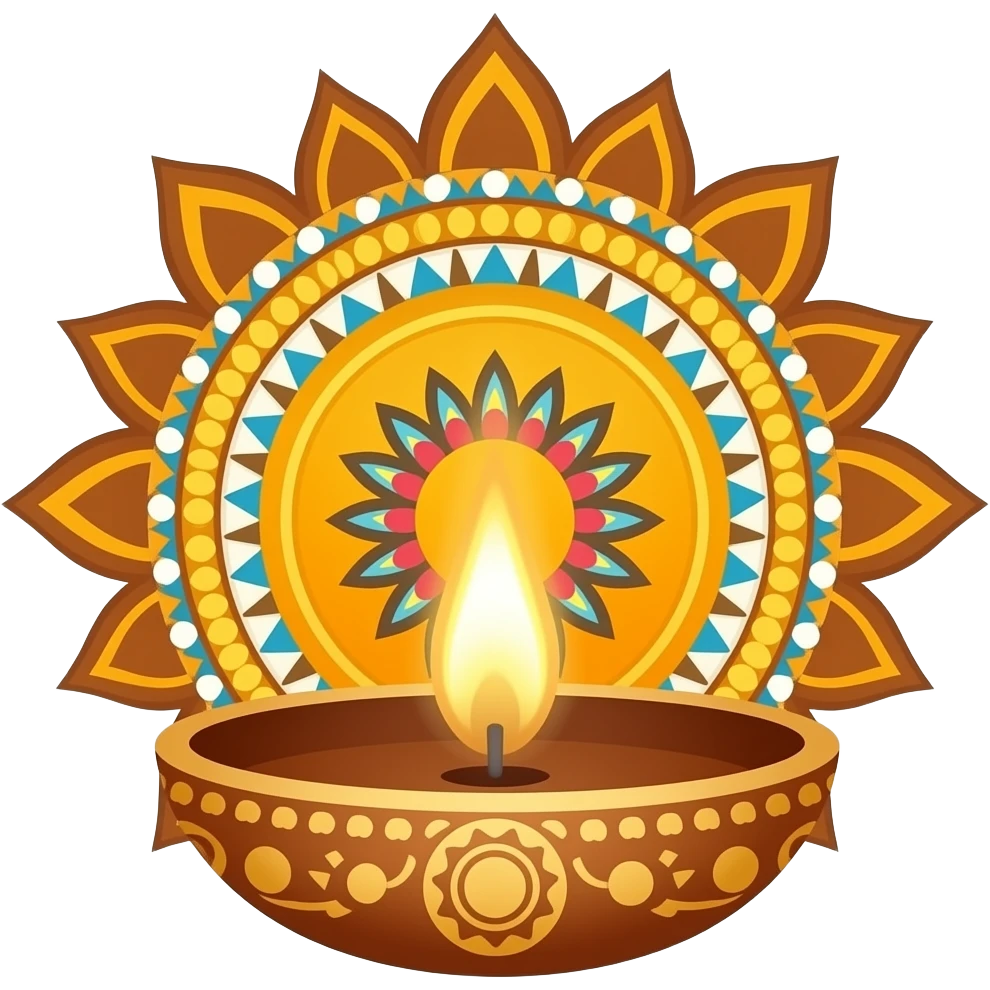 Indian traditional kolam diya design element emoji