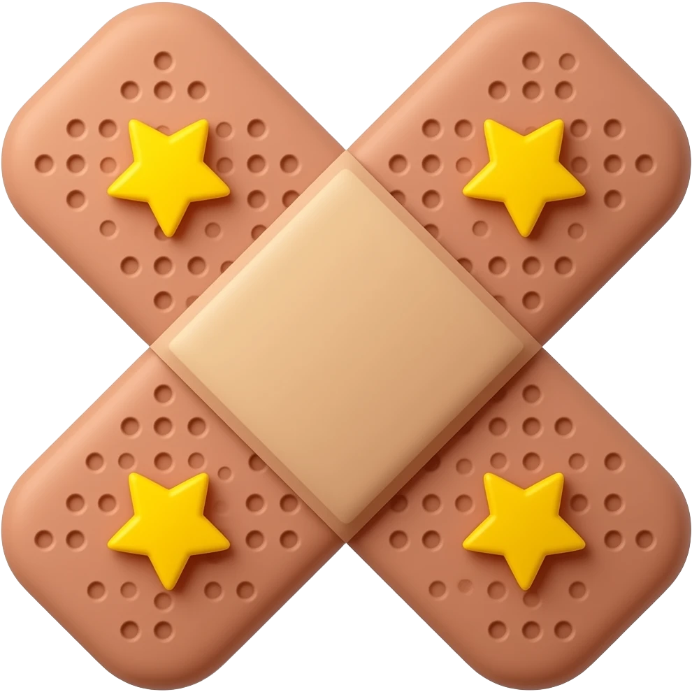 red band aid with yellow stars on it emoji