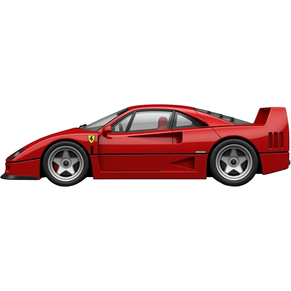 ferrari f40, perfect proportions, red, side view, exact replica emoji