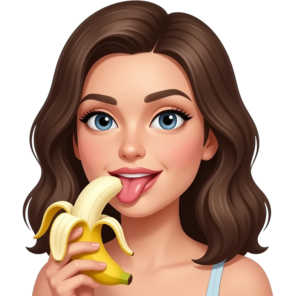 Sexi lengua mujer con una ceja levantada saboreando una banana emoji